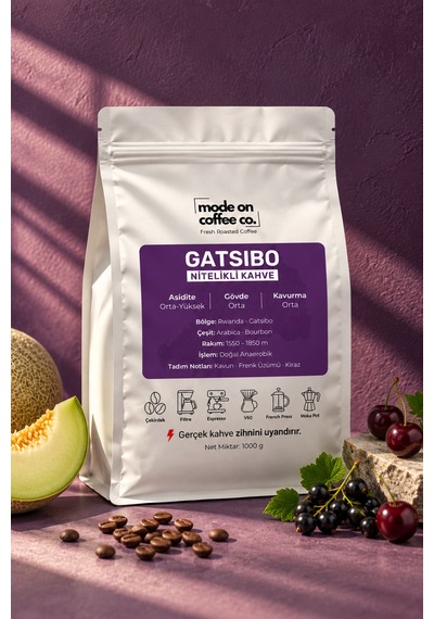 Gatsibo Rwanda Nitelikli Filtre Kahve 1000 Gr Bourbon Doğal Anaerobik Çekirdek