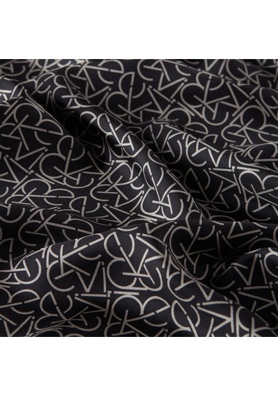İpekevi Twill İpek Eşarp - Typo Monogram - Siyah Taş - Fondöten