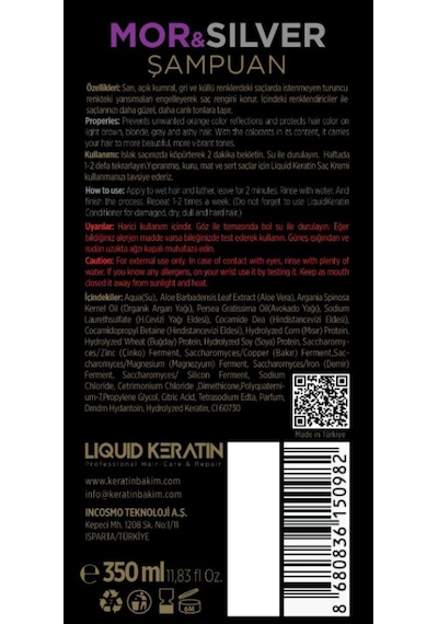 Liquid Keratin Keratinli Mor & Silver Saç Bakım Şampuanı 350 ML
