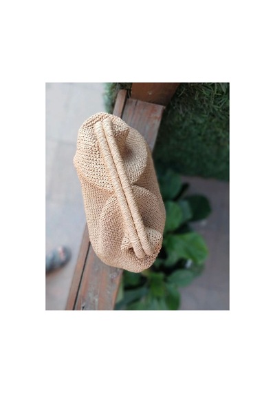 El Yapımı Hasır Gizli Burslu Clutch Portföy Çanta
