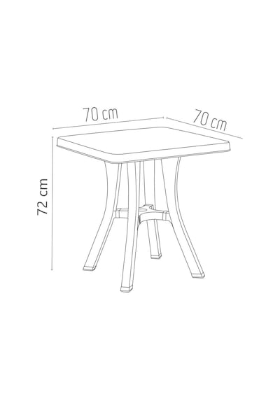Omnipazar Mt-gf235 Prima Isola Plastik Kare Bahçe Balkon Masa 70x70 Cm Yeşil