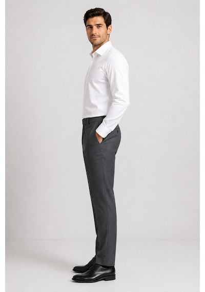 Bihan Store Erkek Regular Fit Kumaş Pantolon - Rahat Kesim, Esnek Kumaş, Pilesiz 008-gri