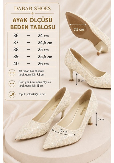 Dabab Shoes Leyla Kadın Ekru Sivri Burun Dantel Desenli 5 Cm İnce Topuklu Stiletto Ayakkabı Dabab Shoes Leyla Kadın Ekru Sivri Burun Dantel Desenli 5 Cm İnce Topuklu Stiletto Ayakkabı