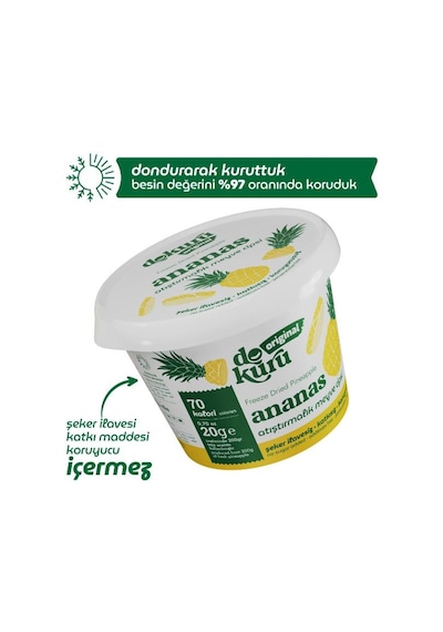 Dokuru Ananas Kuru Meyve Cipsi - Dondurularak Kurutulmuş Freeze Dried Çıtır Ananas 15 G