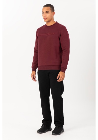 Maraton Sportswear Comfort Erkek Bisiklet Yaka Takma Kol Basic Bordo Sweatshirt 21836-bordo