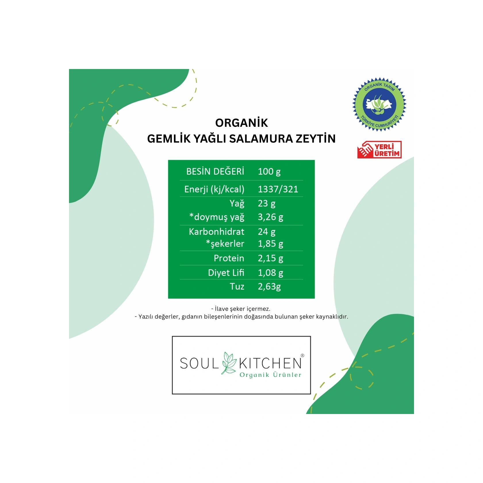 Soul Kitchen Organik Gemlik Yağlı Salamura Siyah Zeytin  700 G