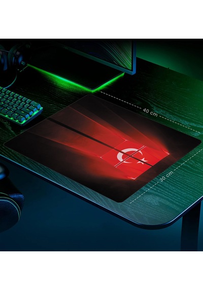 40x30cm Gaming Oyuncu Mousepad Kaymaz Kauçuk Taban Türk Bayrağı