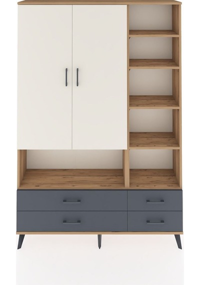 Arges Dolap 10 Raflı 4 Çekmeceli 2 Kapaklı 132x30x195 Çam-aytaşı/antrasit Aytası/antrasıt Arges Dolap 10 Raflı 4 Çekmeceli 2 Kapaklı 132x30x195 Çam-aytaşı/antrasit Aytası/antrasıt