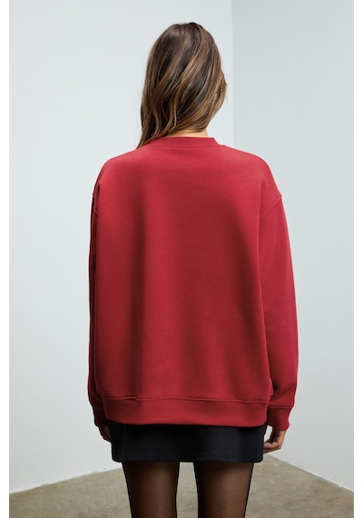 Grımelange Karıus Kadın Organik Pamuklu İçi Polarlı Oversize Yuvarlak Yakalı Bordo Sweatshirt Bordo Grımelange Karıus Kadın Organik Pamuklu İçi Polarlı Oversize Yuvarlak Yakalı Bordo Sweatshirt Bordo