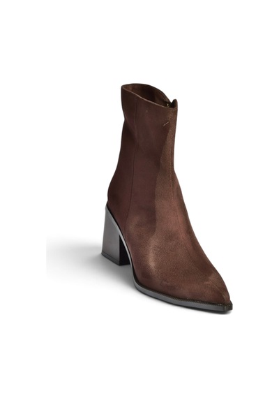 Fox Shoes Z308200402 Kahverengi Süet Kalın Topuklu Kadın Bot