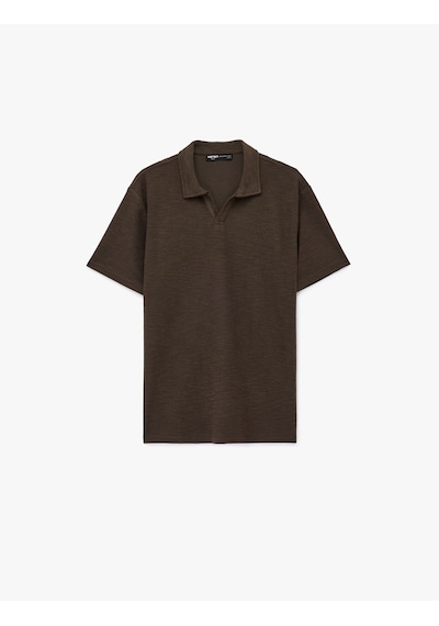 Koton Regular Fit Kısa Kollu Basic Polo Yaka Tişört Kahverengi 6sam10426mk Kahve