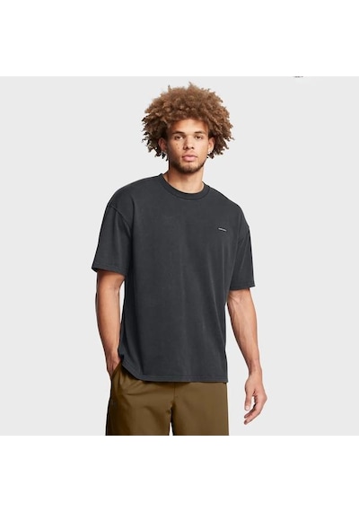 Under Armour Heavyweight Oversized Logo Wash Erkek Siyah Polo Yaka Tişört