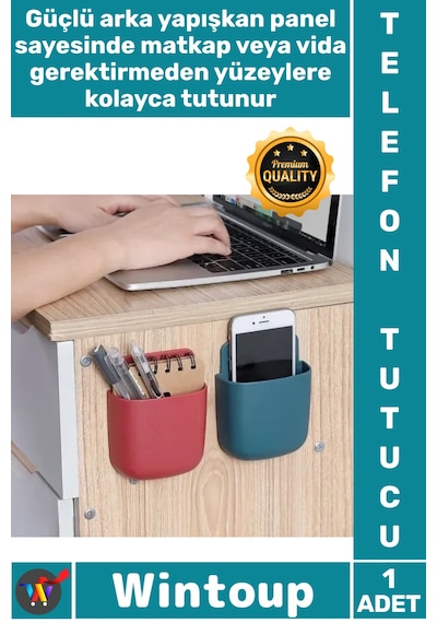 Telefontutucu Yapışkanlı Plastik Kablo Düzenleme Kumanda Tutucu Duvara Monte Telefon Şarj İstasyonu