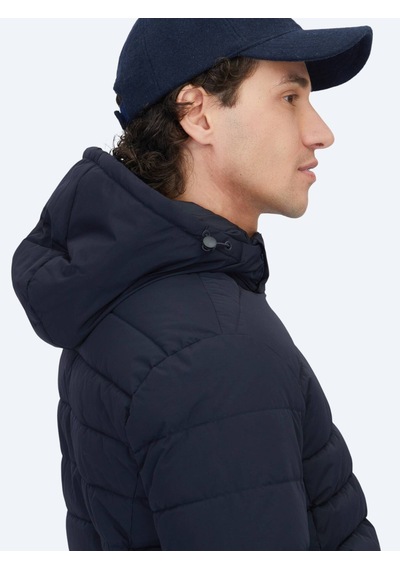 Kip Lacivert Regular Fit Kapüşonlu Casual Dokuma Mont
