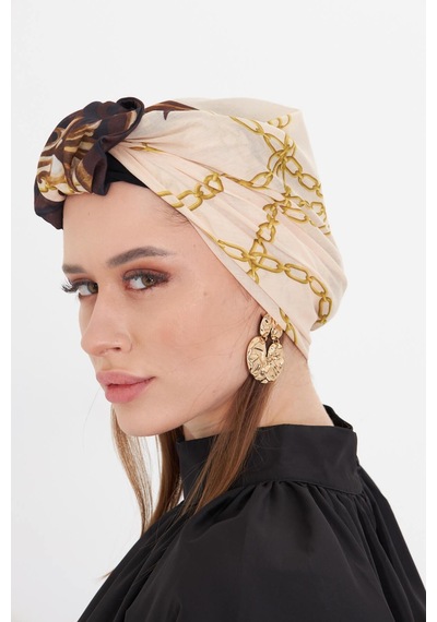 Hürrem Bone Bej Pratik Hazır Geçmeli Tesettür Bone Kesik Elyaf Retro Desenli 2409 12 Bej Hürrem Bone Bej Pratik Hazır Geçmeli Tesettür Bone Kesik Elyaf Retro Desenli 2409 12 Bej