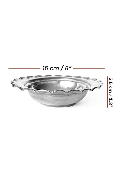 Shark Anatolia Premium Kalın Bakır Derin Meze, Kahvaltı Ve Çerez Sunum Tabağı 15 Cm Beyaz, Çirtik Kenarlı Osmanlı Stil Şef Sunum Serisi Renkli
