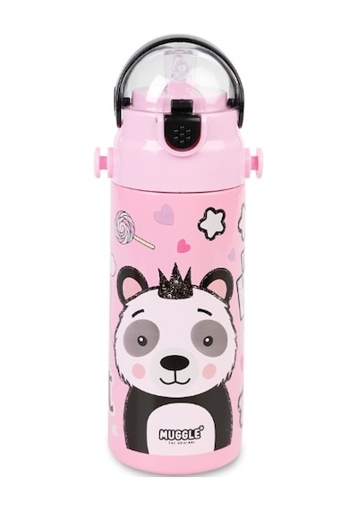 Askılı Pipetli Çelik Suluk Matara 550 Ml Pembe Pembe