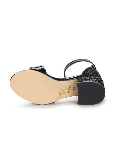 Kiko Kids 768 Ayna Çam Günlük Kız Çocuk 3 CM Topuklu Sandalet Ayakkabı Siyah 001
