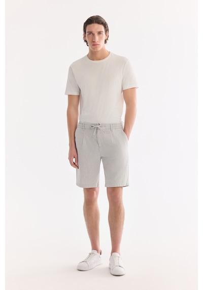 Avva Erkek Gri Beli Lastikli Keten Karışımlı Relaxed Fit Şort B003731