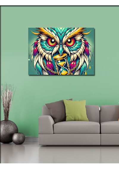 Kanvas Tablo Renkli Baykuş Figürü 50cmx70cm