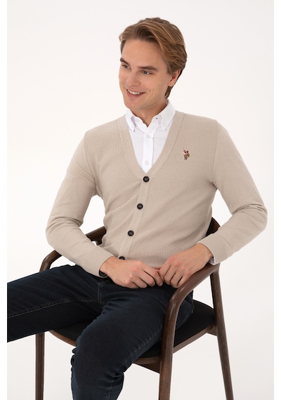 U.s. Polo Assn. Erkek Taş Melanj Hırka Triko 50307952-vr225 Tas Melanj
