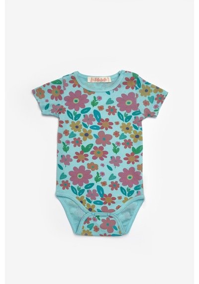 Le Mabelle Mint Çiçek Desenli İkili Kız Bebek Zıbın Set - Zoe Yeşil