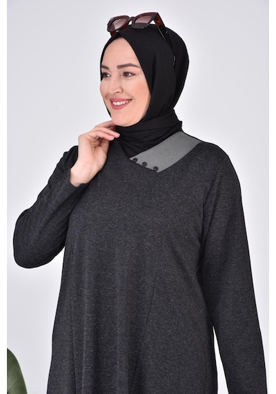 Ferace Kadin Buyuk Beden Ay Yaka Anne Elbise Uzun Tesettur 001
