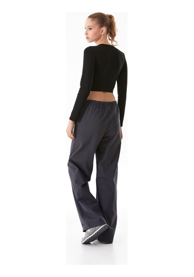 Fullamoda Beli Lastikli Cepli Gabardin Palazzo Pantolon 25ygb1900214561-füme Füme