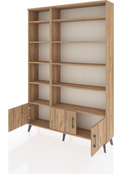 Arges Dolap 10 Raflı 3 Kapaklı 132x30x195 Çam-çam/çam Çam