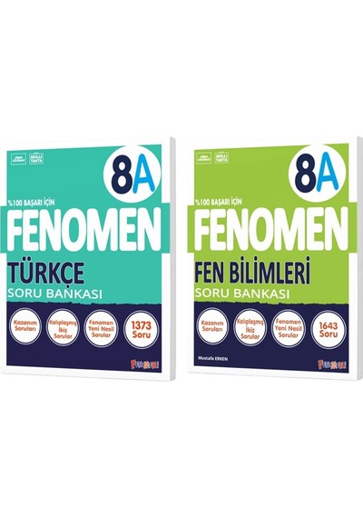 Fenomen Okul 2025 8. Sınıf Türkçe + Fen Bilimleri A Serisi Soru Bankası Seti 2 Kitap
