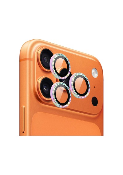 Apple iPhone Uyumlu 17 Pro / 17 Pro Max İçin Ipg Prolens Kamera Lens Koruyucu Elmas Kesim Çerçeveli, Kırılmaz Cam Çok Renkli