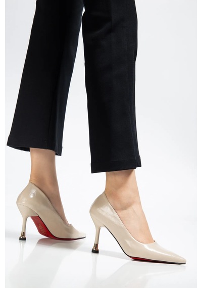 Ketrin Stiletto Rugan Ayakkabı Bej