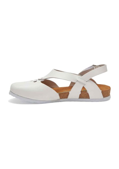 Comfortfusse Megan - Kadın Ortopedik Hakiki Deri Sandalet Beyaz