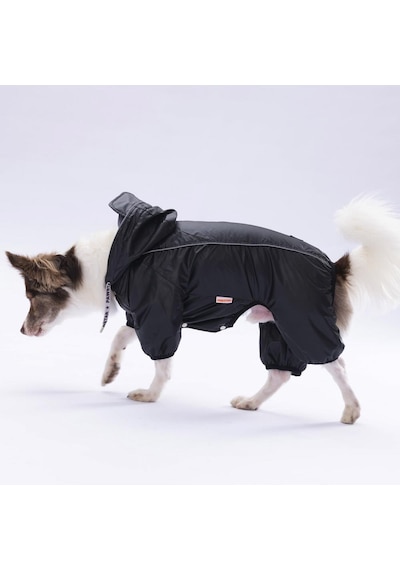 Siyah Muson Köpek Tulum Yağmurluğu Köpek Yağmurluk Köpek Kıyafeti Köpek Elbisesi
