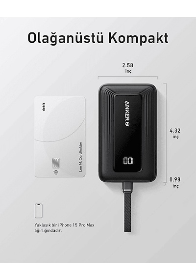 Anker 10k 30w Usb-c Taşınabilir Şarj Cihazı Siyah - A1688 Siyah