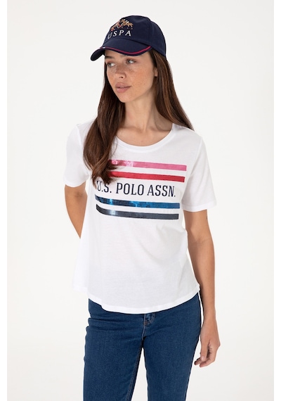 U.S. Polo Assn. Kadın Beyaz Bisiklet Yaka Tişört 50299762-VR013