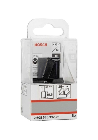 Bosch Standard Seri Ahşap İçin Çift Oluklu, Sert Metal Düz Freze Ucu 8*25*51mm 2608628392