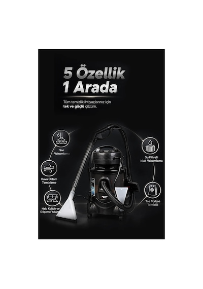 Fantom Robotix CC-9500 2400 W Su Filtreli Halı Yıkama Robotu Yüksek Emiş Gücü ile Pratik Temizlik
