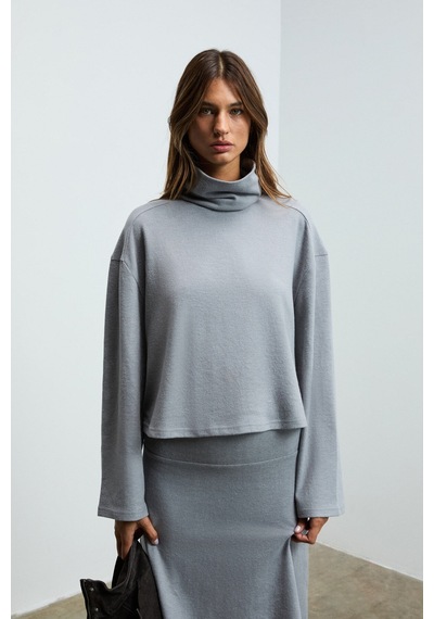 ETHIQUET P ORUNS Kadın Yumuşak Ve Esnek Kumaşlı Balıkçı Yaka Gri Sweatshirt