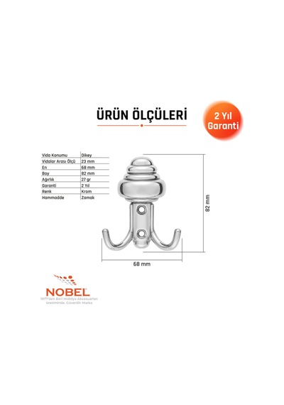 Sarikli Askı, Metal Vestiyer Askısı, 27 Gr, Dolap Ve Duvar Askılığı, Krom Vidalı