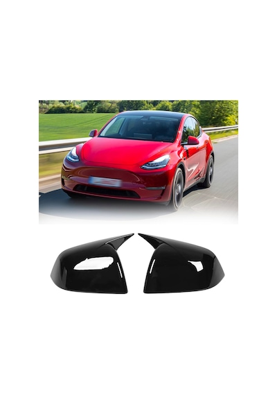 Tesla Model Y 2020-2024 Uyumlu Yarasa Ayna Kapağı İthal Parlak Siyah