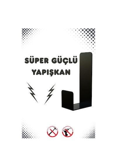 Siyah 4 Lü Yapışkanlı Askılık Kapı Arkası Bornoz Askısı Banyo Mutfak Havlu Askısı Mt75sd