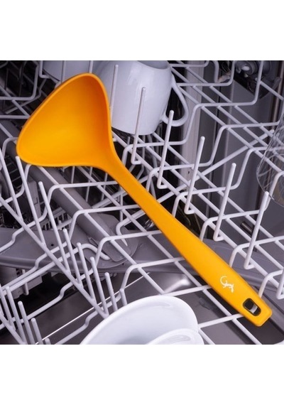 Lurch - Platin Silikon Çorba Kepçesi 28 Cm Sarı - Yanmaz, Yapışmaz, Bükülmez, Çizmez, Tat Ve Koku Bırakmaz - 240052