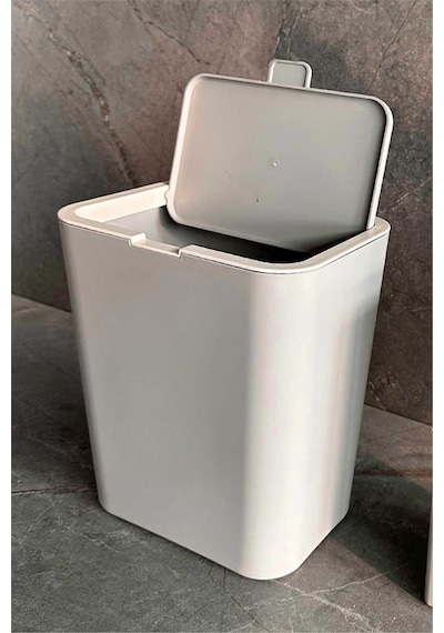 Flip 6 Lt Banyo Mutfak Tezgah Üstü Çöp Kovası - Kum Beji-7361 Bej