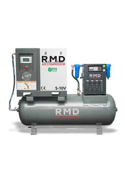 R.m.d Kompresör 10 Hp 500 Lt Depo Üstü İnvertörlü Vidalı Hava Kompresör Seti S-10v