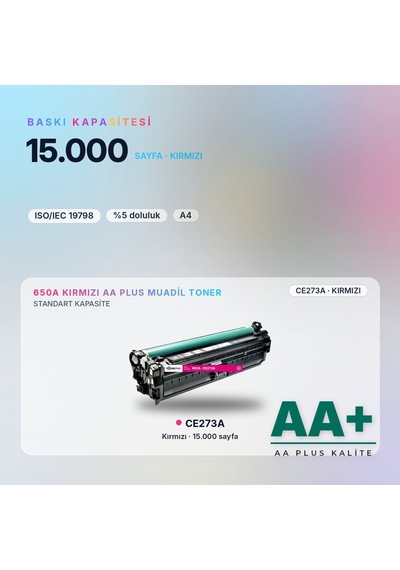 Hp 650a Ce273a Kırmızı Uyumlu Toner Aa Plus / Color Laserjet Enterprise Cp5525 / M750
