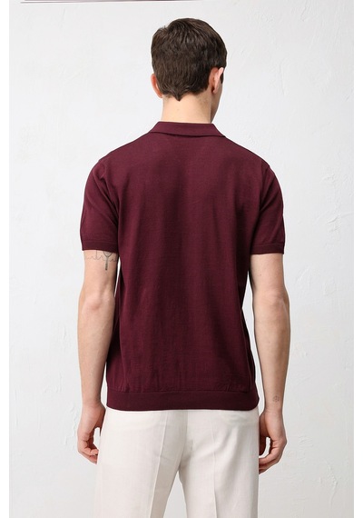 Antioch Comfort Slim Polo Yaka Erkek Triko T-shirt Bordo