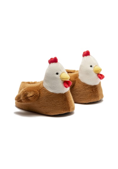Twigy Chicken Kadın, Garson Boy Hayvanlı Panduf Kahverengi 36/41