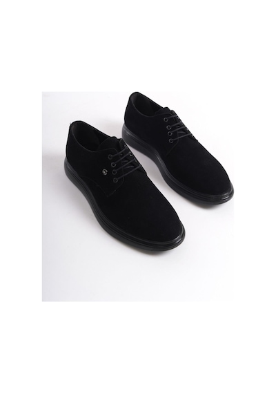 Mubiano Mbrgn87-s Siyah Erkek Süet Bağcıklı Loafer Siyah