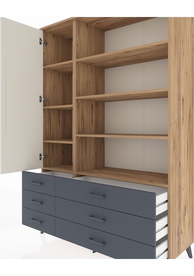 Hyperion Dolap 8 Raflı 6 Çekmeceli Tek Kapaklı 132x44x195 Çam-aytaşı/antrasit Aytası/antrasıt Hyperion Dolap 8 Raflı 6 Çekmeceli Tek Kapaklı 132x44x195 Çam-aytaşı/antrasit Aytası/antrasıt